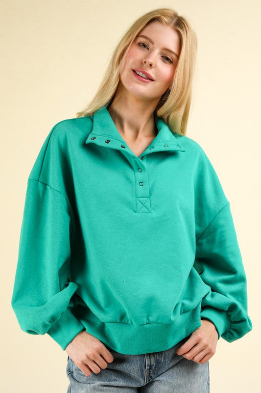 Sweatshirt w/ Snap Buttons Green