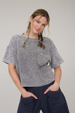 Washed Ribbed S/S Tee w/ Pocket Charcoal
