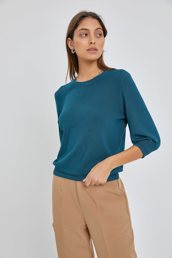3/4 Slv Sweater Top Peacock