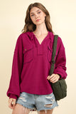 Pullover Pocket Hooded Top Magenta