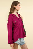 Pullover Pocket Hooded Top Magenta