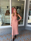 Ribbed Casual Maxi Dress Papaya