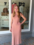 Ribbed Casual Maxi Dress Papaya