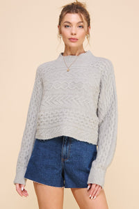 Brushed Marled Cable Knit Sweater