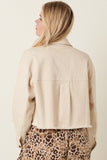 Cotton Twill Pocket Btn Front Crop Jacket