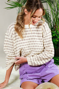 Cream Sweater w/ Glitter Stripes
