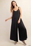 Chambray Back Lace Up Jumpsuit Blk