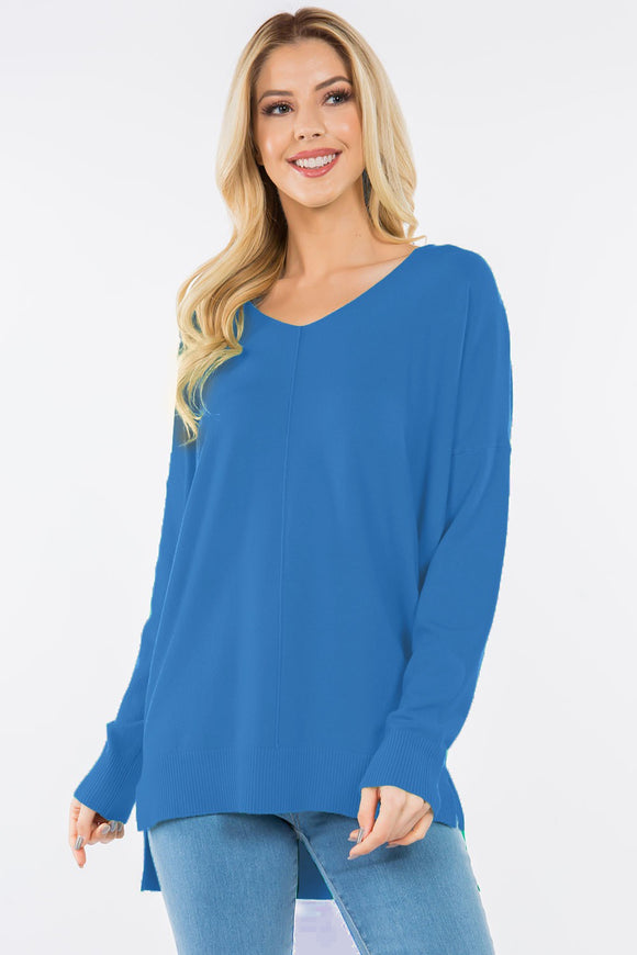 Oversized Vneck Sweater Blue