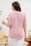 Plus Solid Extended Shoulder Blouse Pink