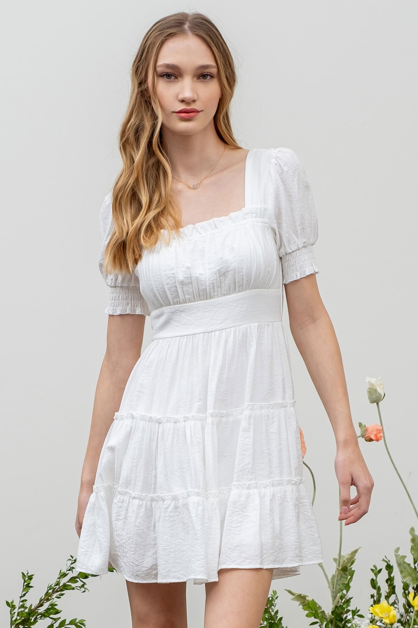 White Tiered Mini Dress White Tiered Mini Dress