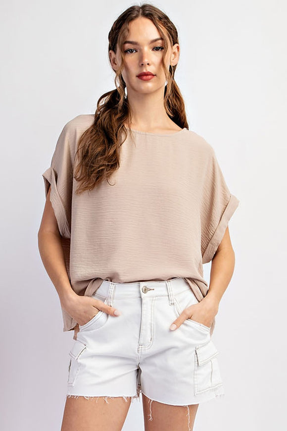 Solid S/S Top Taupe