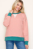 Stripe Crewneck Terry Sweatshirt Rust