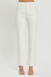 High Rise Straight Jean w/ Side Slit Cream