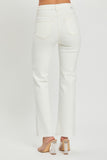 High Rise Straight Jean w/ Side Slit Cream