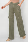 Highrise Ankle Wide Tencel Cargo Pants Olive