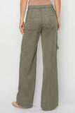 Highrise Ankle Wide Tencel Cargo Pants Olive