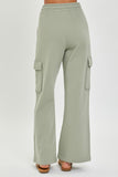 Highrise Side Cargo Pocket Wide Pants Sage