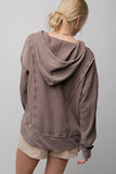 L/S Mineral Wash Cotton Top Chocolate