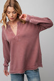 L/S Mineral Wash Terry Mulberry