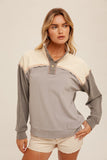 Soft Color Block Pullover Dusty Blue