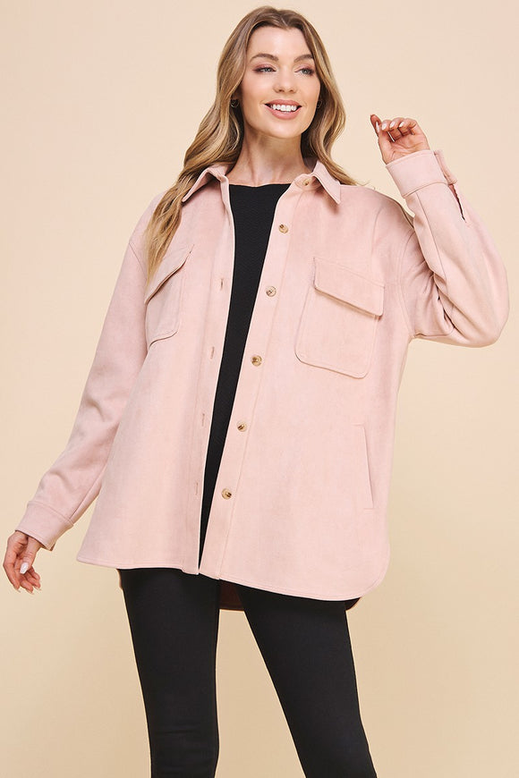 Micro Suede Shacket Pink