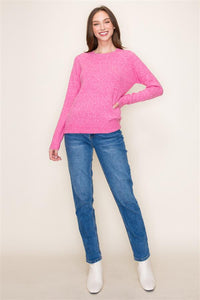 Raglan Slv Pullover Sweater Pink