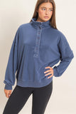 Mineral Wash Button Sweatshirt Navy