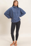 Mineral Wash Button Sweatshirt Navy