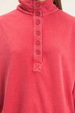 Mineral Wash Button Sweatshirt Red