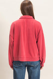 Mineral Wash Button Sweatshirt Red