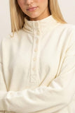 Mineral Wash Button Sweatshirt Cream