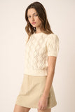 Open Jacquard S/S Sweater Ivory