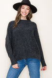 Mock Neck Reverse Seam Sweater Charcoal
