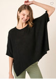 Round Neck Dolman S/S Oversized Sweater Black