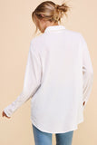 L/S Gauze Button Up Top Off White