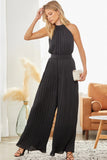 Pleated Halter Jumpsuit Blk