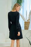Smocked Waist Shirred Dress Black