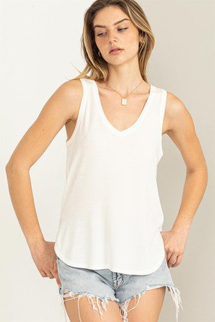 Call Me Yours Vneck Tank White
