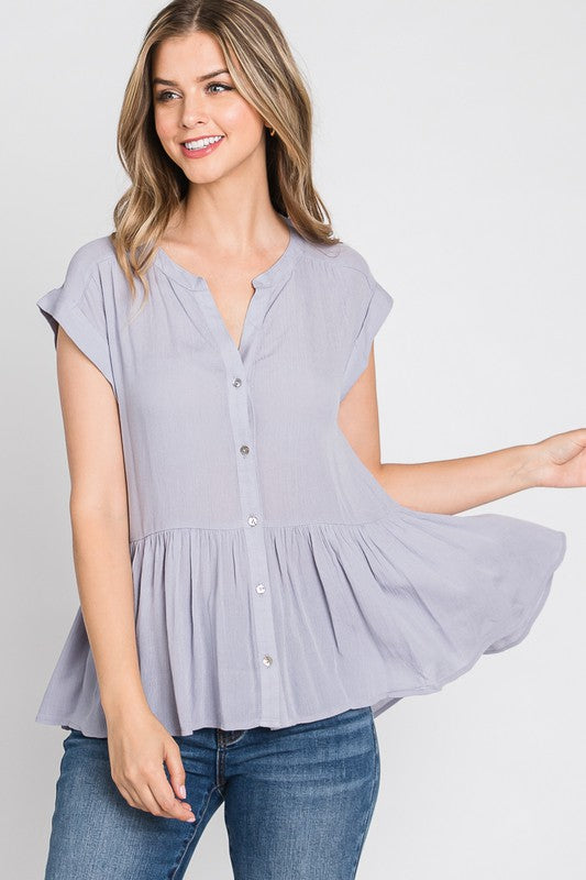 Solid Ruffle Top Bluberry