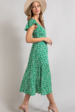Floral Print Midi Dress Green