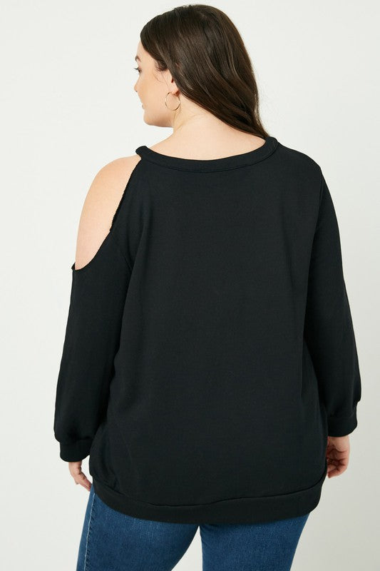 Womens Distressed Sweatshirt Blk